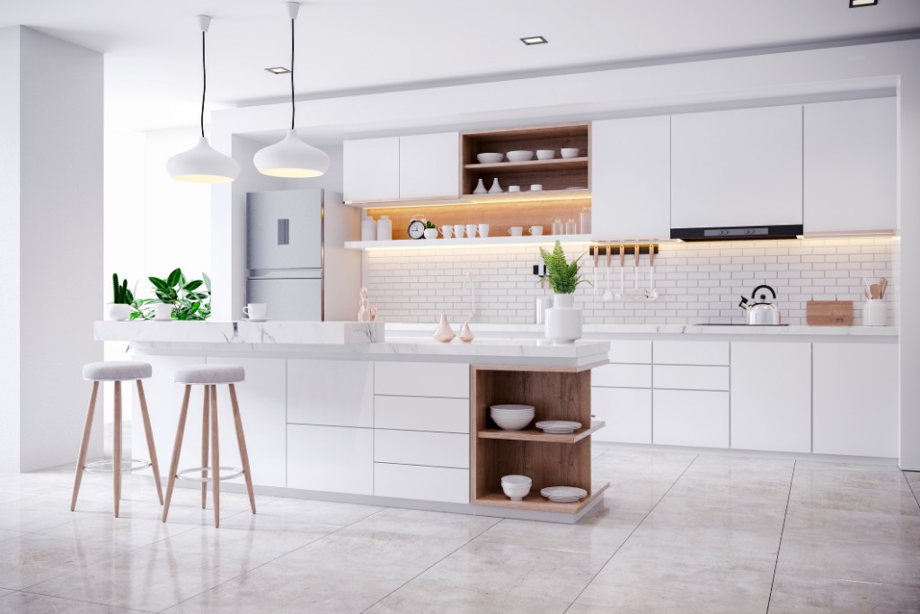Minimalistic white themed kitchen
